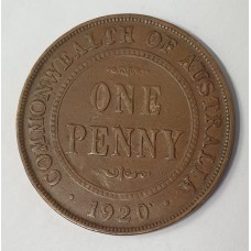 AUSTRALIA 1920 . ONE 1  PENNY . VARIETY . LONDON DIE . NO DOTS